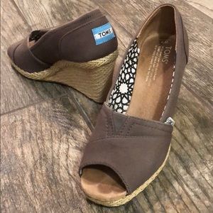TOMS peep toe wedge sandals